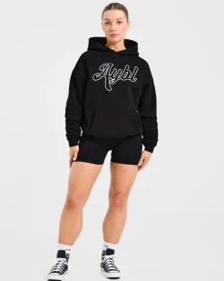 Script Embroidered Oversized Hoodie