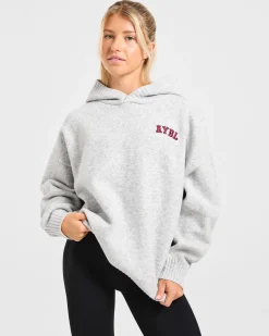 Varsity Minimal Logo Oversized Knitted Hoodie