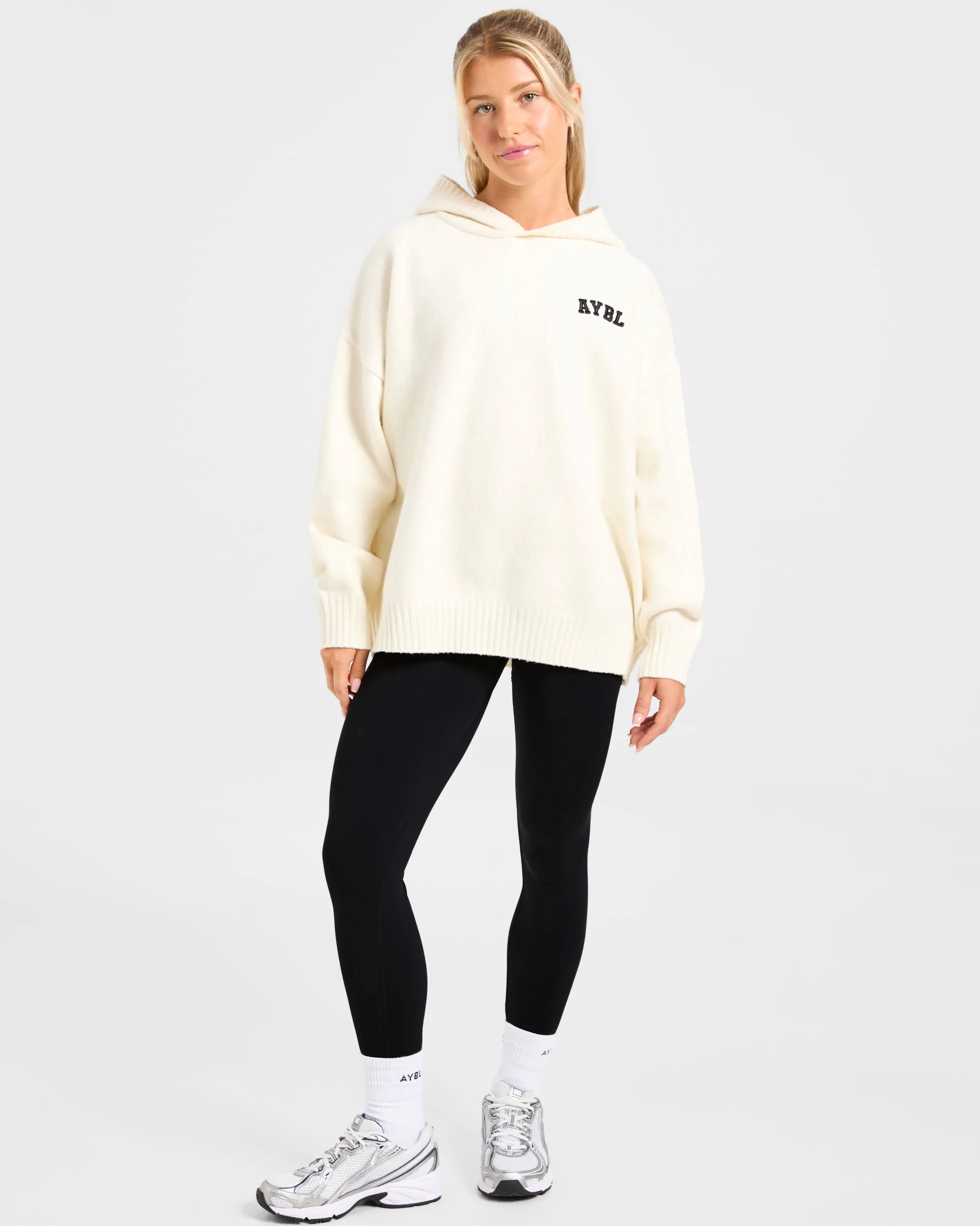 Varsity Minimal Logo Oversized Knitted Hoodie