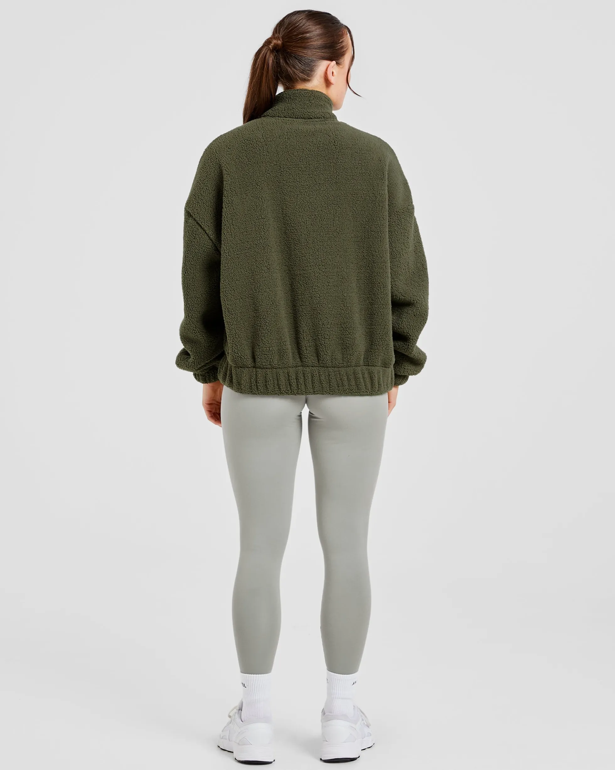 Varsity Oversized Fleece Zip Up Jacket