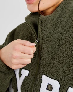 Varsity Oversized Fleece Zip Up Jacket