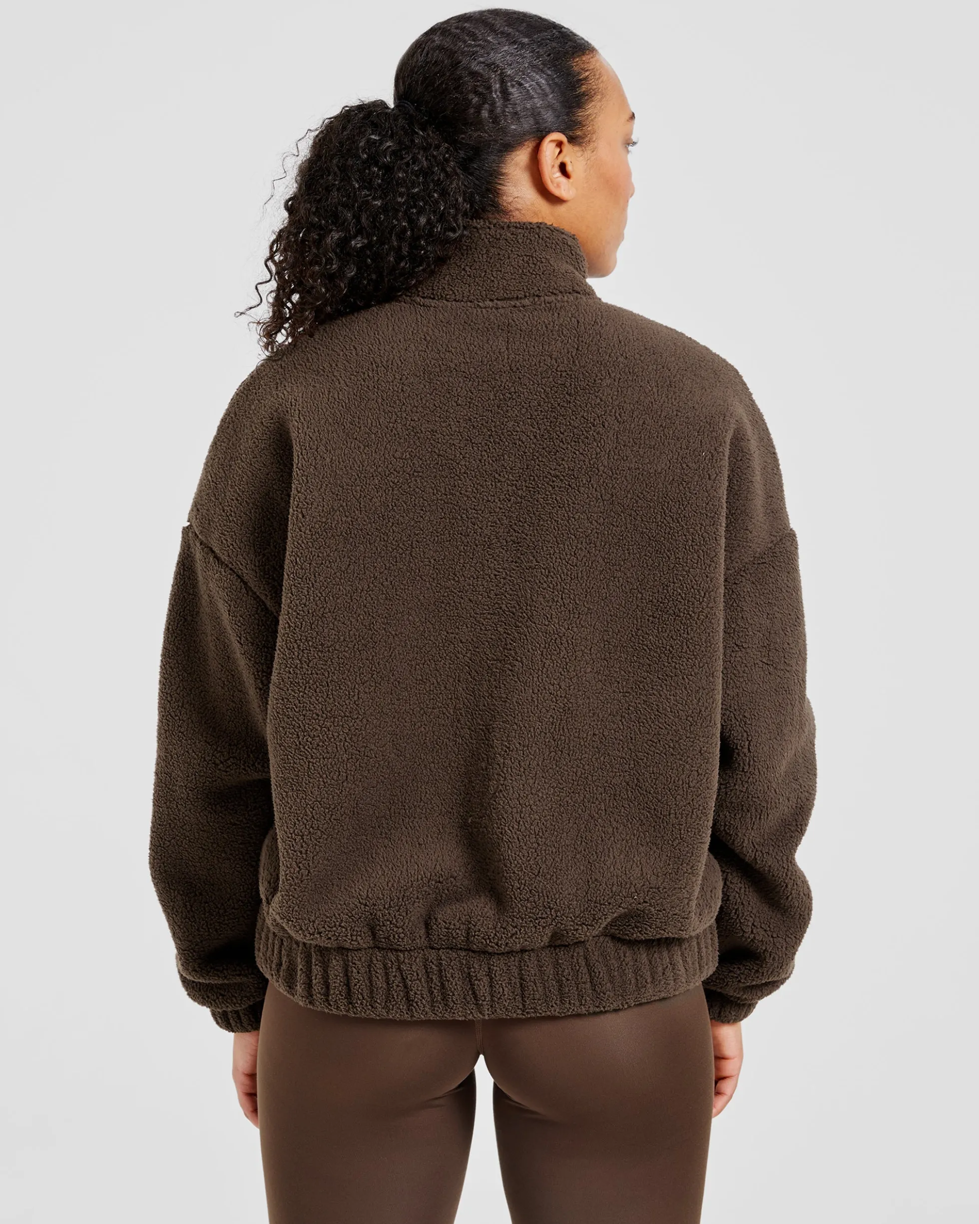 Varsity Oversized Fleece Zip Up Jacket