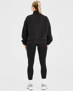 Varsity Oversized Fleece Zip Up Jacket
