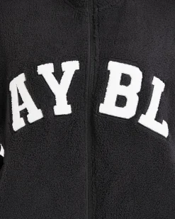 Varsity Oversized Fleece Zip Up Jacket